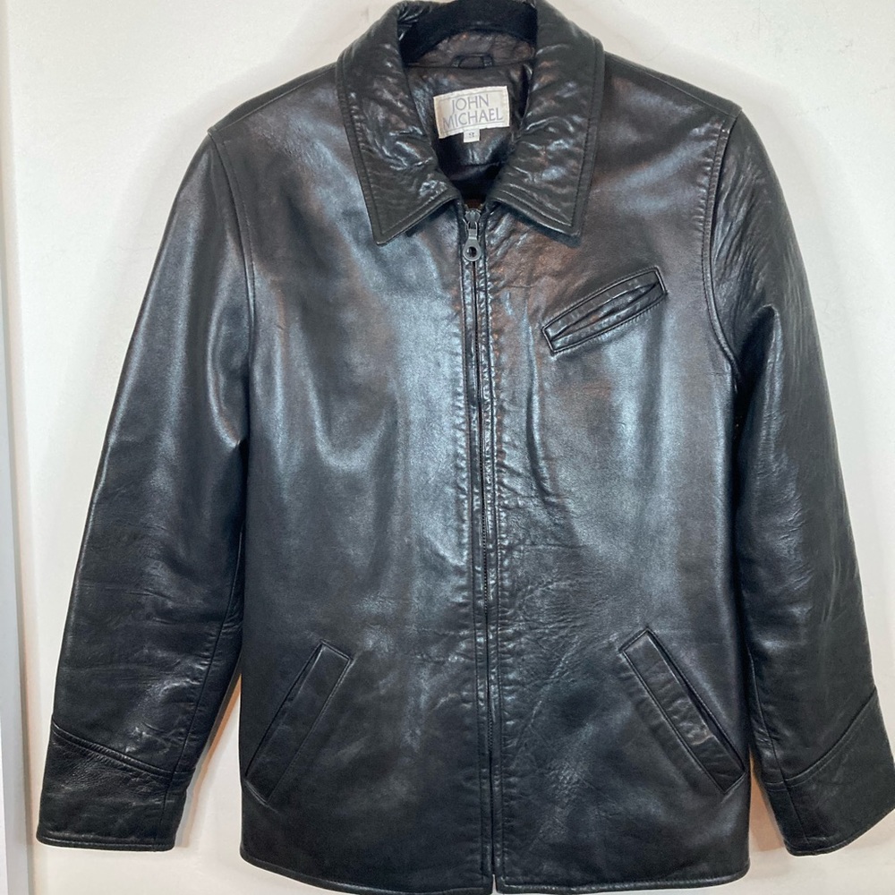 Unisex - John Michael lamb skin black leather jacket men's small, women's medium